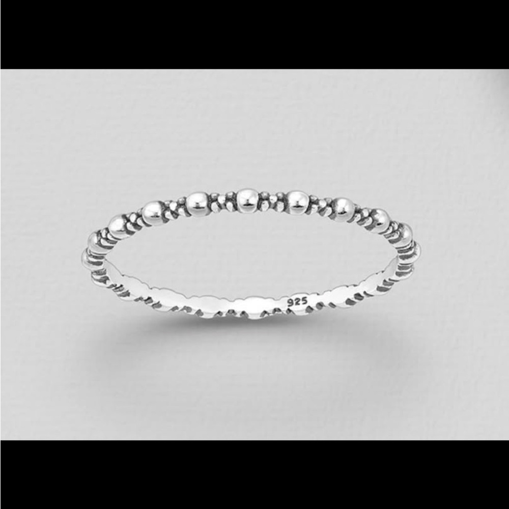 Sterling Silver Beaded Stackable Rings - Silver - Picture 4 of 10